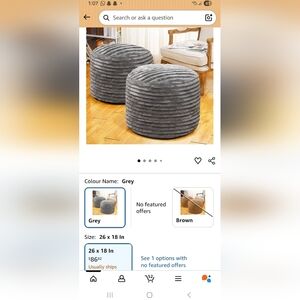 Gray Faux Fur Ottoman